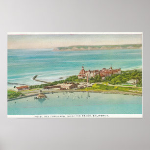 Póster Ideia aérea do del Coronado do hotel