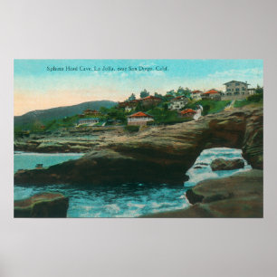 Póster Ideia da cabeça CaveLa Jolla da esfinge, CA
