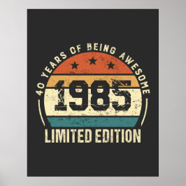 Poster Ideia de aniversário de 40 anos retrô Vintage 1985
