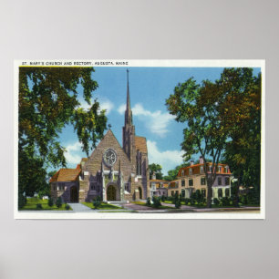 Póster Ideia exterior da igreja e da reitoria de St Mary