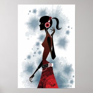 Póster Ideia lateral da música de escuta da mulher