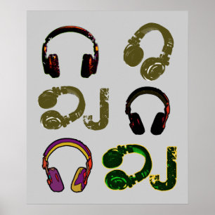 Poster ideia legal da decoração dos fones de ouvido do 