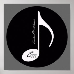 Poster ideia negra da nota musical personalizada