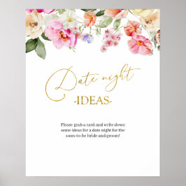 Poster Ideia Simples de Noite de Data Floral de Primavera
