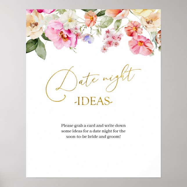 Poster Ideia Simples de Noite de Data Floral de Primavera (Frente)