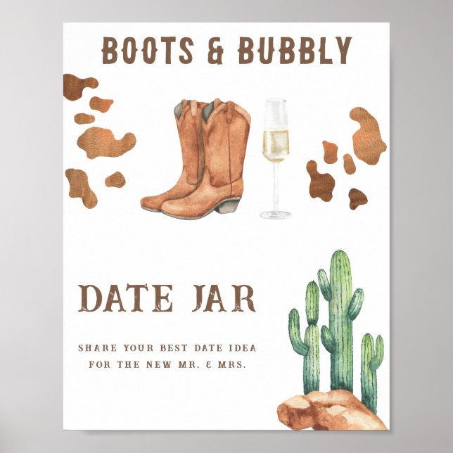 Poster Ideias de noite de data para chá de noiva com bota (Frente)