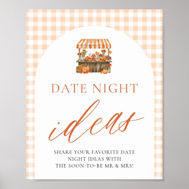 Poster Ideias de Noite de Encontro com Gingham de Outono  (Frente)
