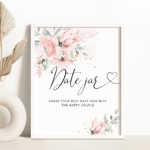 Poster Ideias noturnas de blush floral. Data de Nave de N