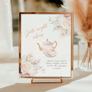 Poster Ideias noturnas de data do Chá de panela Elegante