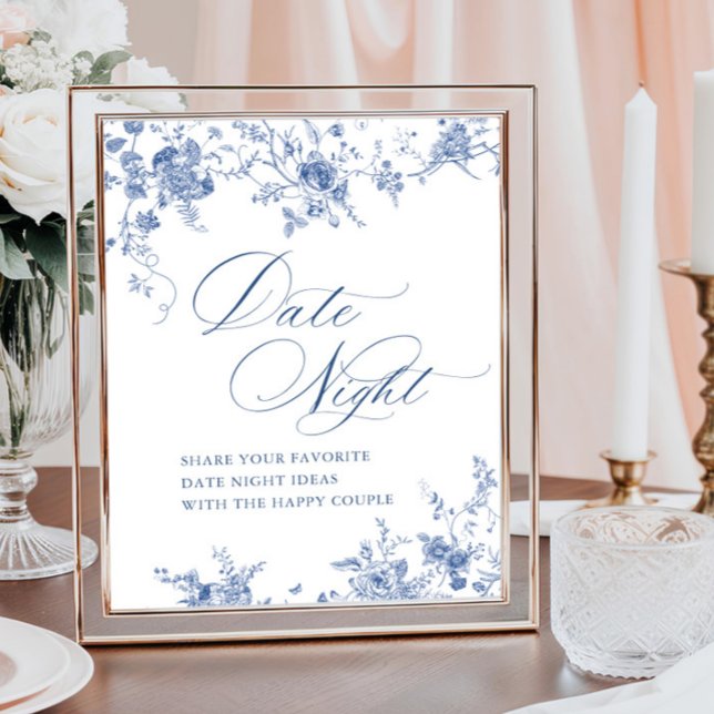 Poster Ideias Noturnas de Data Floral Francesa Azul Vitor (Criador carregado)