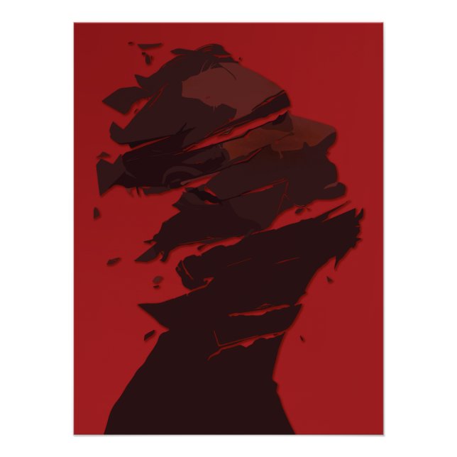 Póster Identidade Fragmentada em Tons de Vermelho (Frente)