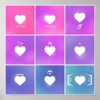 Poster Idioma do Amor com Notação de Música Coração
