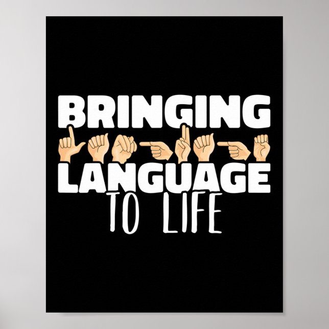 Poster Idioma Para A Vida - Sinal De Língua Americana (Frente)