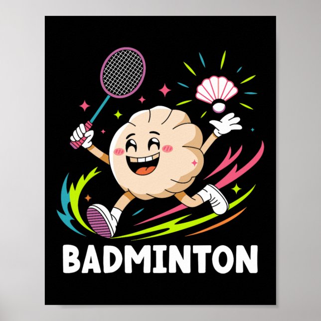 Poster Idiotas Jogam Badminton Chopstick Wrap Cuisine Sp (Frente)
