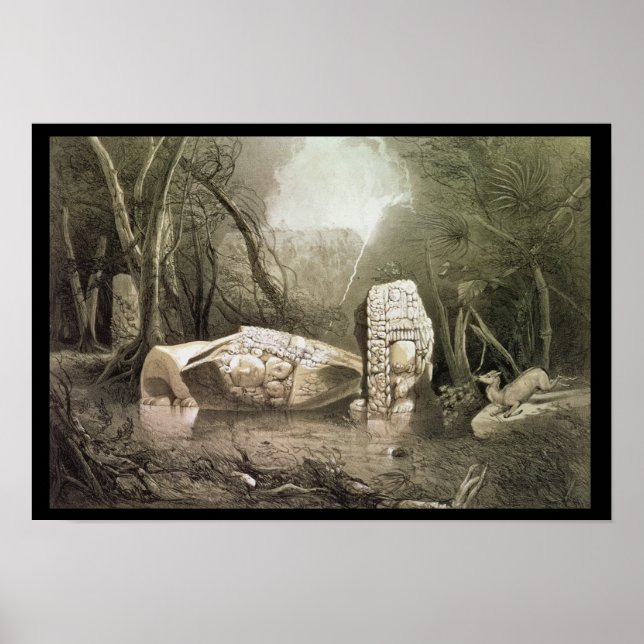 Póster Ídolo maia quebrado em Copan, Guatemala (Frente)