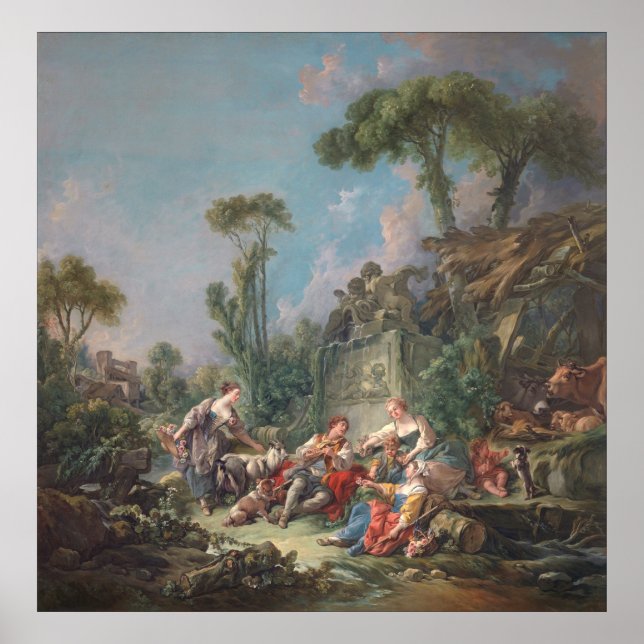 Póster Idyll de Shepherd - François Boucher (Frente)