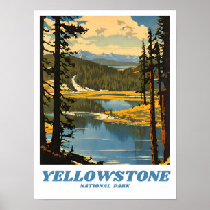 Poster Iellowstone National Park - ilustração retro deco