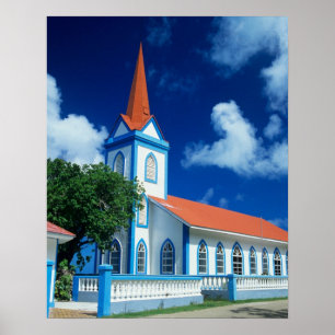 Poster Igreja colorida na ilha de Tahaa nas