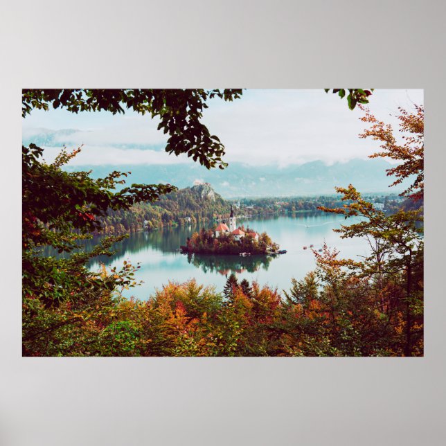 Poster Igreja da Assunção no lago Bled Eslovênia (Frente)