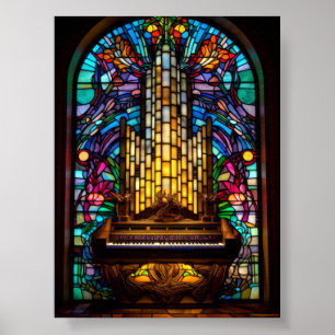 Poster Igreja de Fantasia Gótica Órgão de Tubos Arte de V