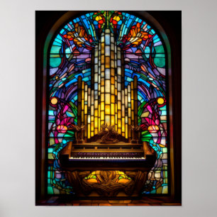 Poster Igreja de Fantasia Gótica Órgão de Tubos Arte de V