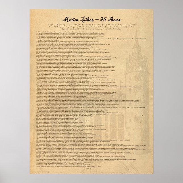 Poster Igreja de Martin Luther 95 Teses (Eng) Wittenberg (Frente)