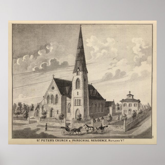Póster Igreja de Peter rua e residência paroquial (Frente)