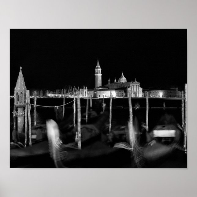 Poster Igreja de San Giorgio Maggiore, gondolas em Veneza (Frente)