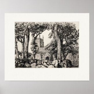 Poster Igreja de Sancreed Cornwall, Eleanor Hughes Reediç