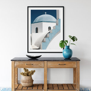 Poster Igreja do Viagem Branco Santorini Oia