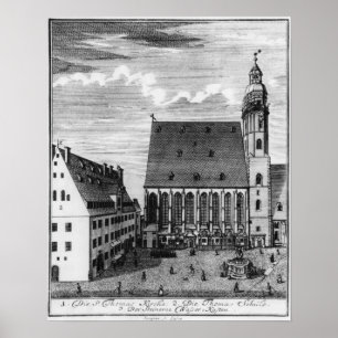 Póster Igreja e escola de St Thomas em Leipzig, 1723