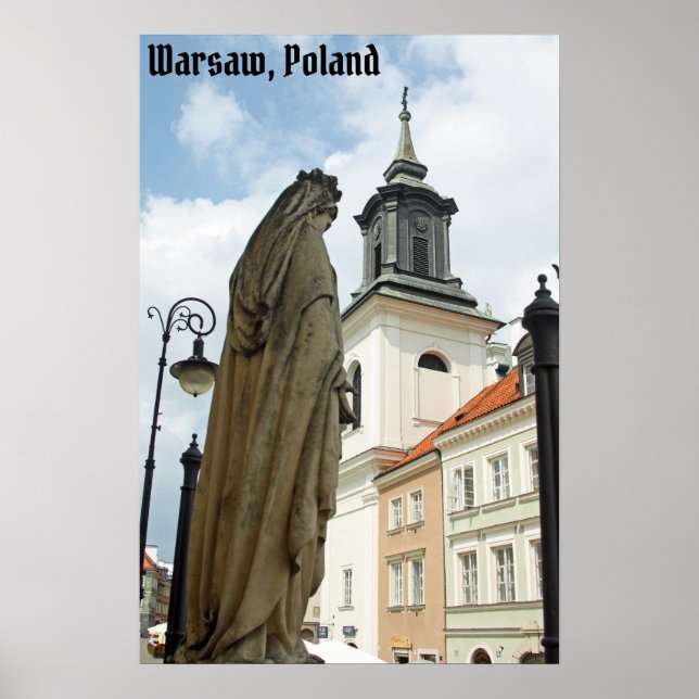 Poster Igreja e estátua de Varsóvia, Polônia (Frente)