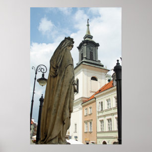Poster Igreja e estátua de Varsóvia, Polônia