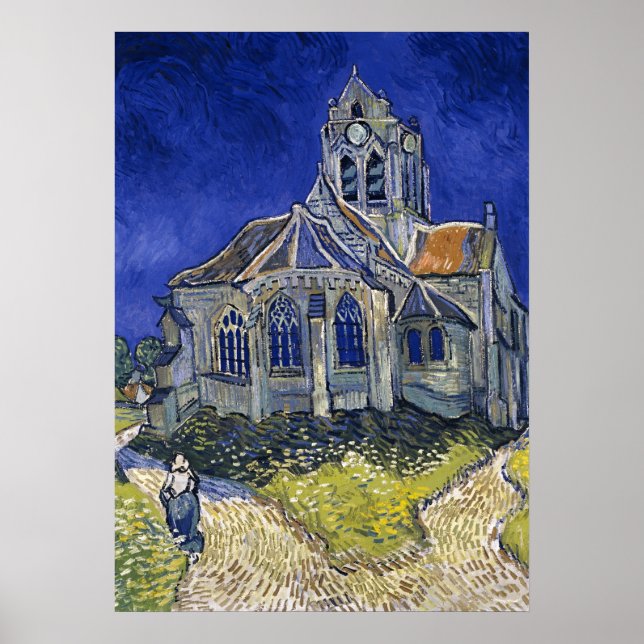 Poster Igreja em Auvers por pintura de Van Gogh (Frente)