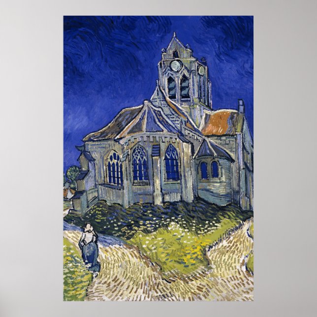 Poster Igreja em Auvers por pintura de Van Gogh (Frente)
