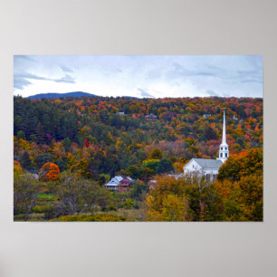 Poster Igreja em Stowe, Vermont, no outono