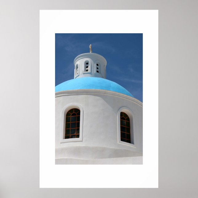 Póster Igreja Grega em Santorini (Frente)