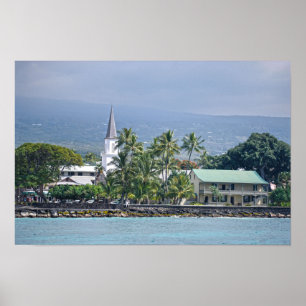 Poster Igreja Mokuaikaua, Palácio Hulihee, Kailua-Kona, H