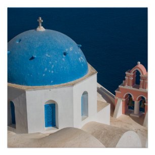 Póster Igreja na Ilha de Santorini, Grécia