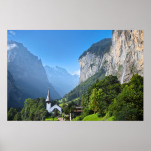 Poster Igreja no vale de Lauterbrunnen, Suíça