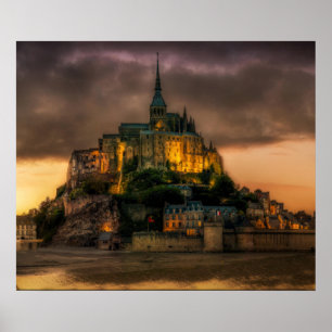 Poster Igreja Normandy da ilha de Michel da rua de Mont