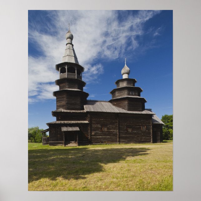 Póster Igreja ortodoxa russa de madeira tradicional (Frente)