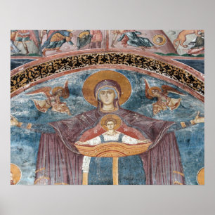 Póster Igreja Ortodoxa Sérvia, e um local da UNESCO, 2