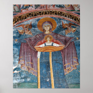 Póster Igreja Ortodoxa Sérvia e um sítio da UNESCO,