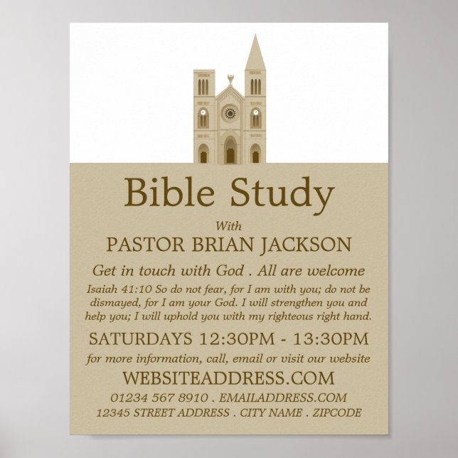 Poster Igreja Santa, Adverso da Classe da Bíblia Cristã (Frente)