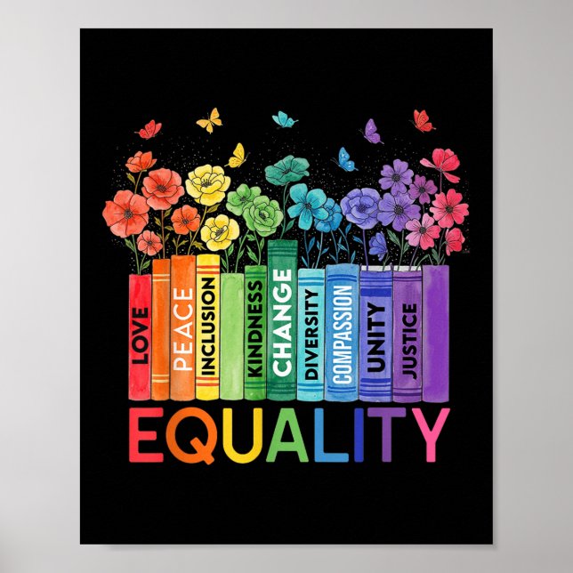 Poster Igualdade de Livro Floral Direitos Humanos, Justiç (Frente)