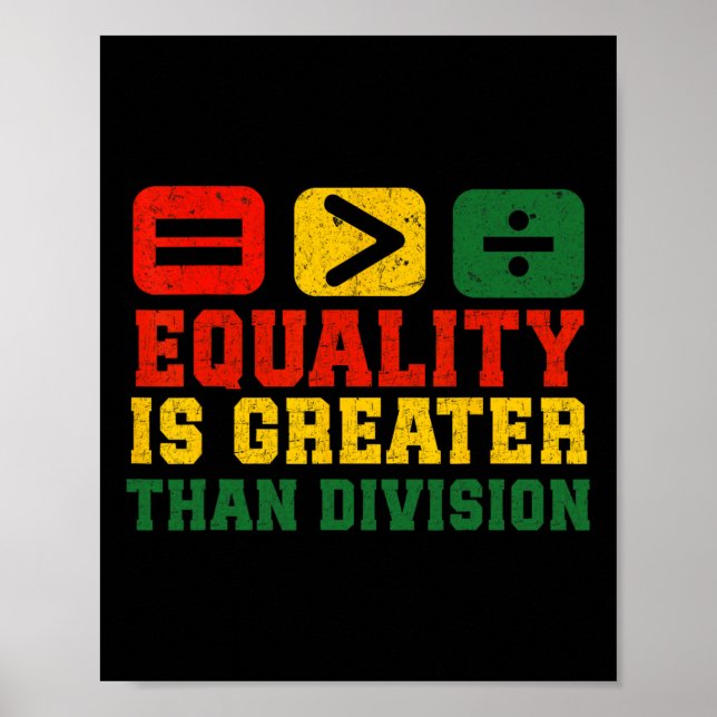 Poster Igualdade É Maior Que Divisão Matemática Negra His (Frente)