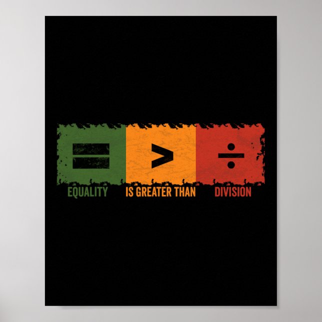Poster Igualdade É Maior Que Divisão Matemática Negra His (Frente)