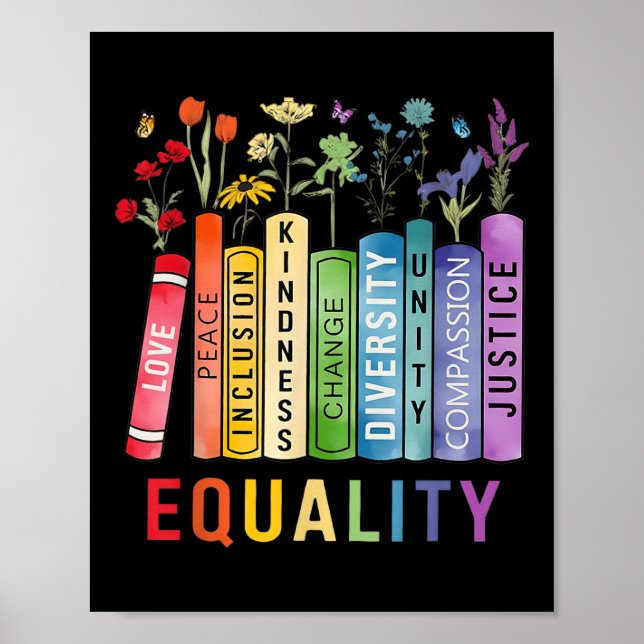 Poster Igualdade na estante Diversidade Inclusão bondade  (Frente)
