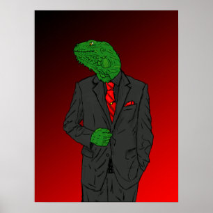 Poster Iguana em um traje de negócios